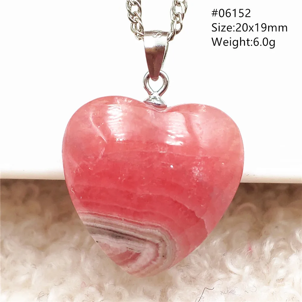 Natural Red Argentina Rhodochrosite Pendant Necklace Rose Rhodochrosite Heart Pendant Women Men Necklace Pendant Necklace