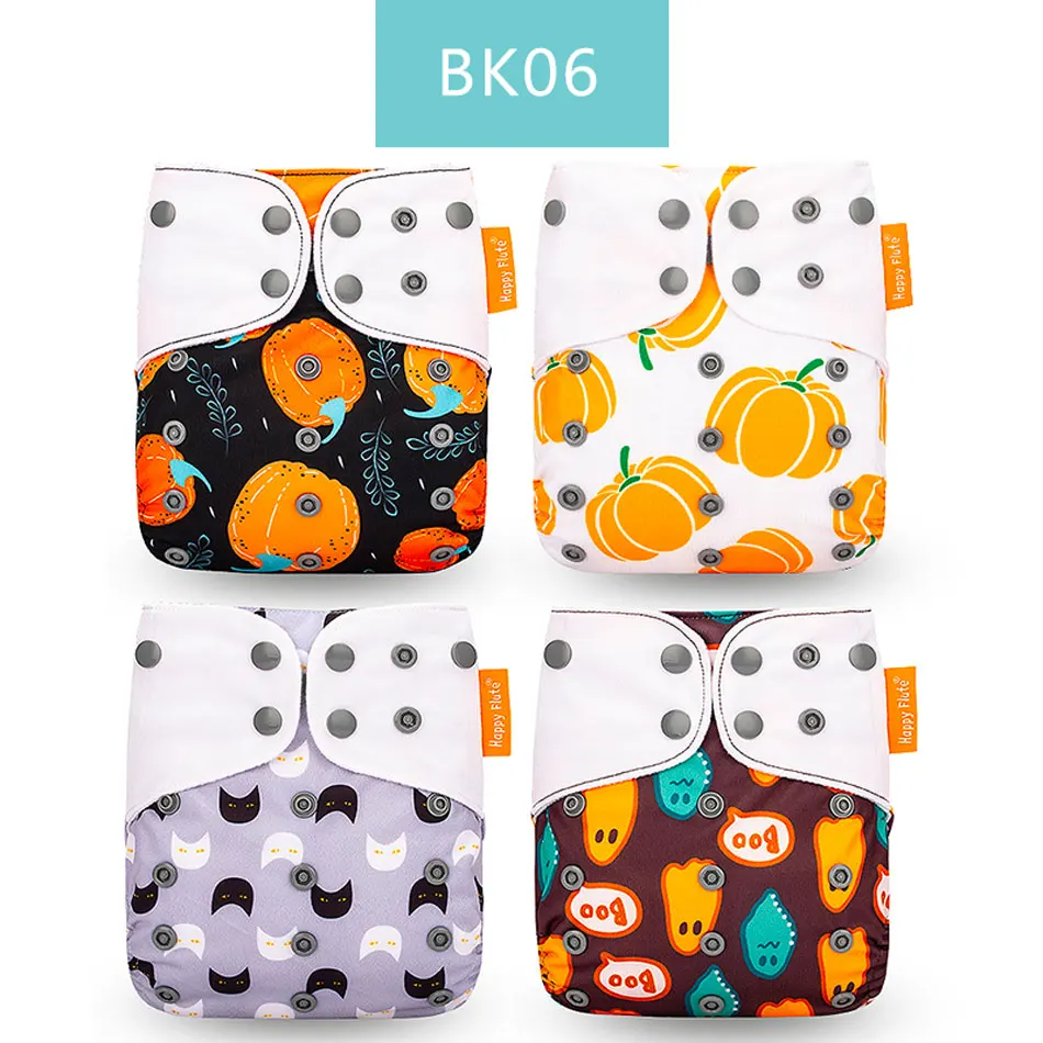 BK06 only diaper Happyflute 4 шт./компл. моющиеся Экологичная ткань с ромбовидным узором регулируемые подгузники многоразовые подгузники из ткани тканевые подгузники подходит на Возраст 3-15 кг для малышей - Цвет: BK06 only diaper