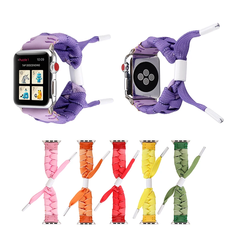 Ремешок для часов apple watch series 1 2 3 4 5 спортивный Плетеный ремешок iwatch 44 мм 40 38 42