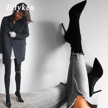 

Eilyken 2020 New Fashion Autumn Winter High Stiletto Heels Boots Women Sexy Pointy Toe Sock Ankle Boots Shoes Pumps