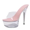 Shoes Woman platform Sandals 2022 Transparent  Crystal Heels 15cm Fluorescent color Fashion shows Sexy Big Yards Slipper 34-44 ► Photo 2/6