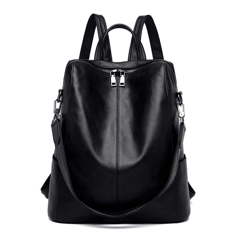 

Simple Backpack Large Capacity Leather Soft Elegant Temperament Dual Shoulder Straps Backpack