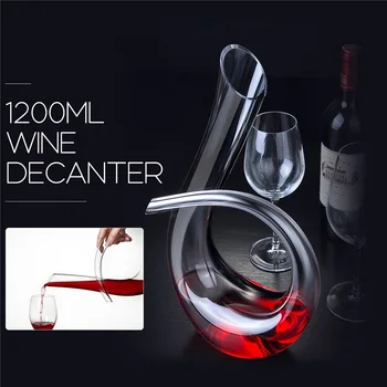 

1200ml Crystal Glass Number 6 Shape Horn Wine Decanter Carafe Aerator Pourer Home Restaurant Christmas Valentine Birthday Gift