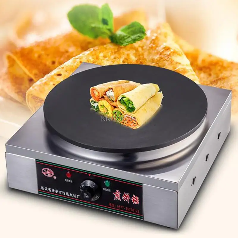 Commercial Electric Pancake Maker Crepe Making Machine Automatic Frying Machine Thermostat Stainless Steel Frying Pan