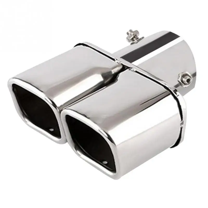 

1 To 2 Universal Parts Throat Nozzle End Muffler Tip Car Exhaust Tail Pipe Straight Outlet Stainless Steel Easy Install Rear