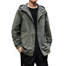 Новинка осени, повседневный Тренч, куртка для мужчин, брендовый модный Тренч средней длины с длинным рукавом и карманом, Мужская ветровка