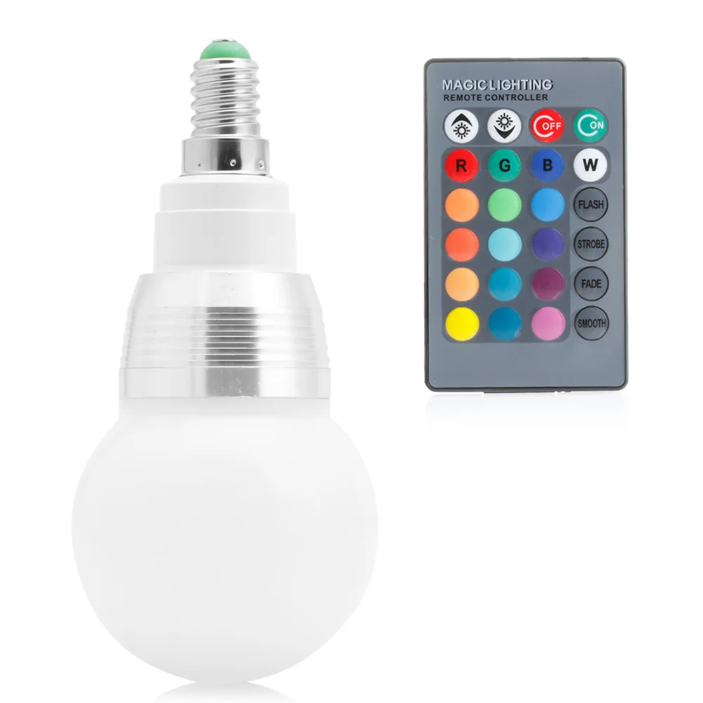 E14 10W 85-265V RGB светодиодный светильник меняющая цвет лампа + пульт дистанционного управления E65B