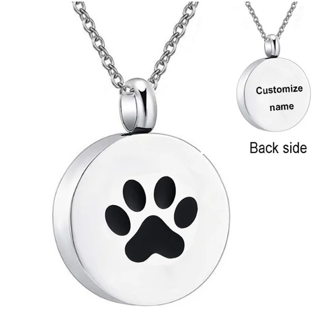 Collar de urna de cenizas de cremación de pata de Mascota de acero inoxidable, colgante redondo, joyería conmemorativa para envío directo _ - AliExpress Mobile