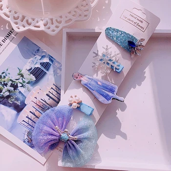

Frozen 2 Children Hair Clip Princess Elsa Lovely Hairpin Bow Cosplay Birthday Gift Little Girl Kids Hair Accessories Photo Prop