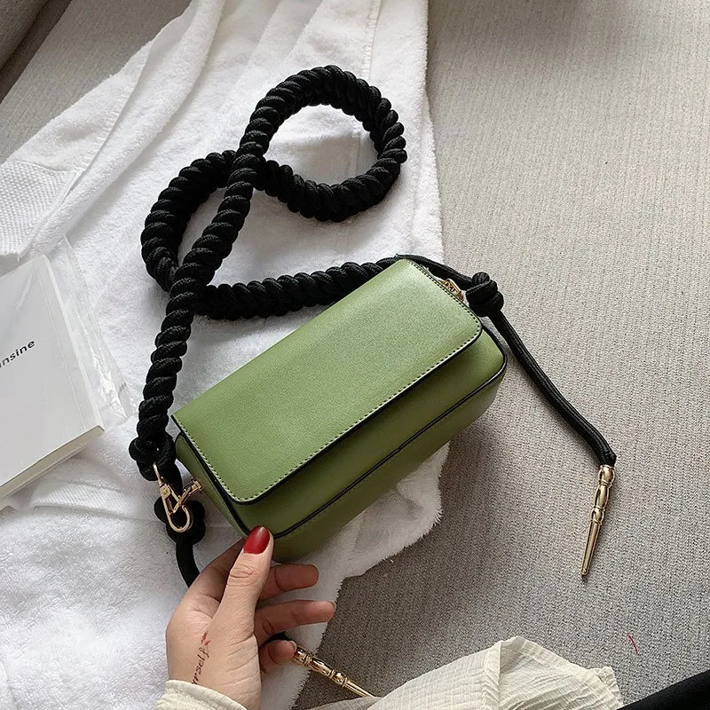 

Casual Solid Women's Shoulder Bags Rope Knot Women Messenger Bags Small Flap Bag Ladies Pu Leather Cross Body Bag For Women 2019