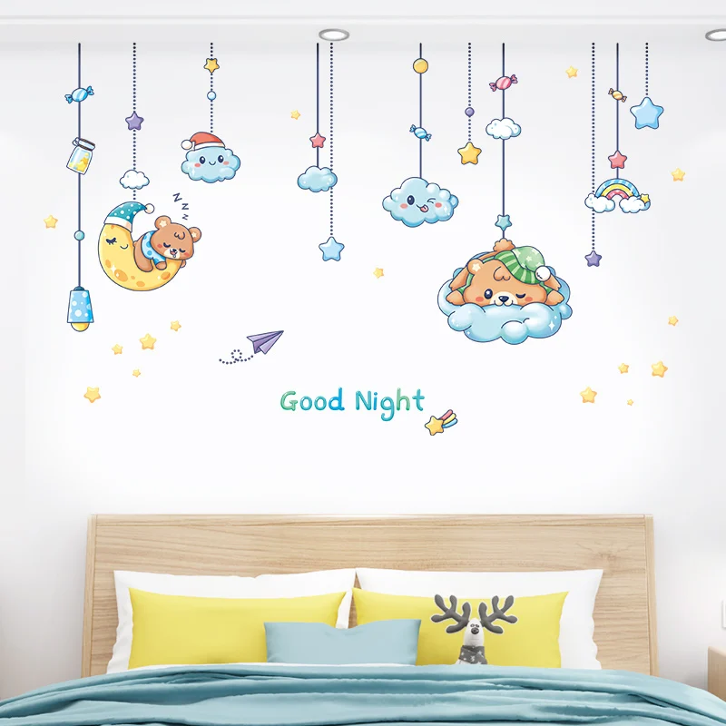 

Cartoon Bear Wall Stickers Home Decor Kids Room Bedroom Baby Room Decoration Creative Art Wall Decals Children's Wallpaper