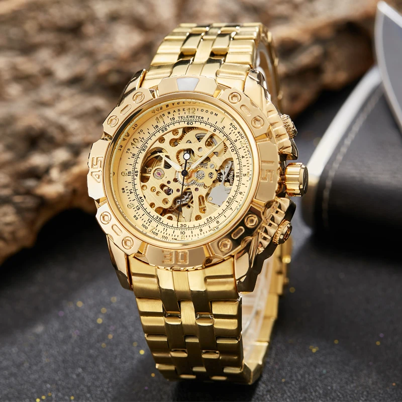 Automatic Mechanical Watch For Men Full Steel Skeleton Wristwatch