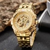 Luxury Silver Gold Automatic Mechanical Watch For Men Full Steel Skeleton Wristwatch Clock Over-sized Big Dial Relogio Masculino ► Photo 3/6