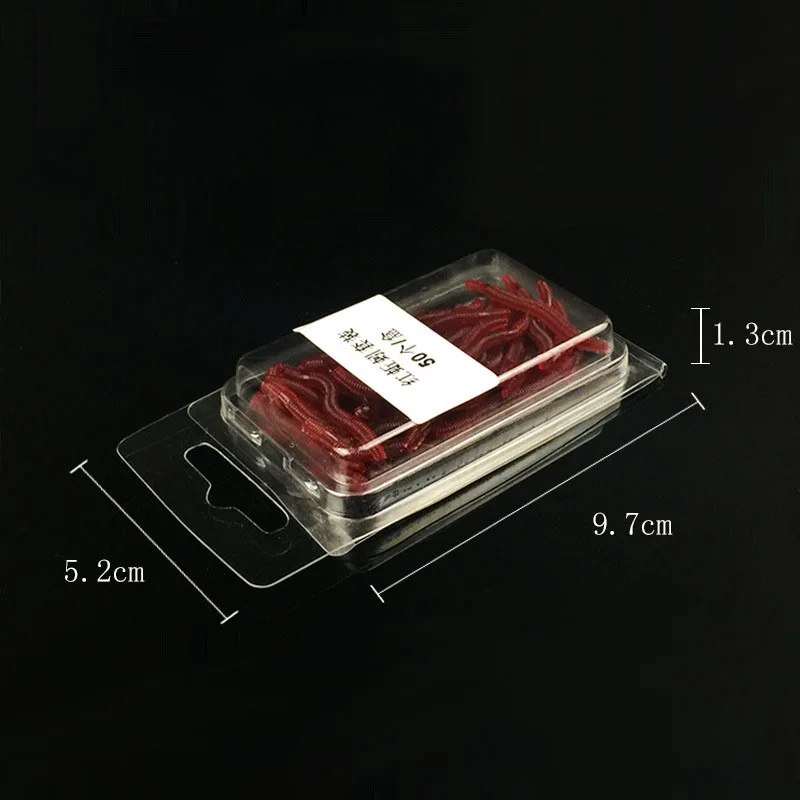 

50pcs Soft Earthworm Red Earth Worm Plastic Fishing Lures Bait Fish Tackle Gear