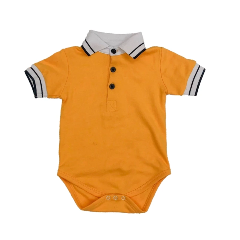 Infant Baby Twins Clothes Short Sleeve Lapel Collar Rompers Brother and Sister Clothing Solid Color One Piece Cotton Playsuit