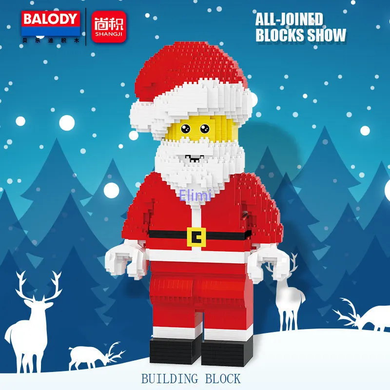 Balody Mini Blocks Santa Claus Model Skull Figures Brick Fun Anime Brinquedos for Children Christmas Gift Girls Present 16202