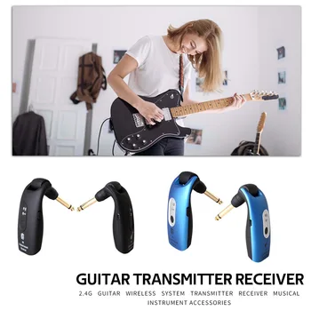 

2.4GHz Guitar Wireless System USB Rechargeable Guitar Transmitter Receiver Built-in Rechargeable Black Charge Port Micro-USB