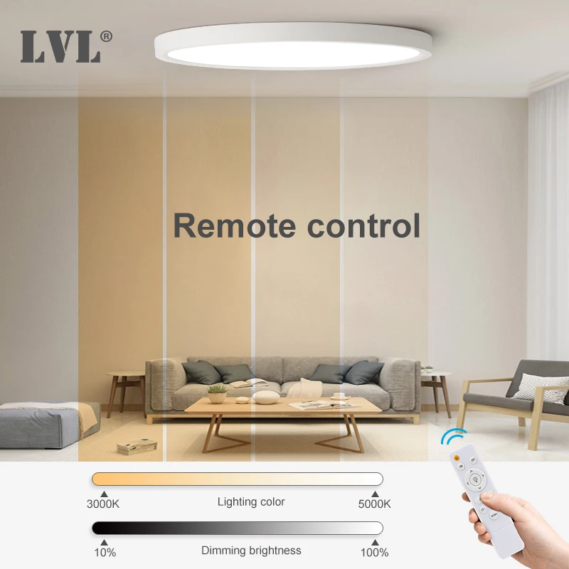Ultra-thin Led Panel Light Large 60cm Golden Wood Grain Brightness Dimmable For Livingroom Home Remote Control Slim Panel Lamp