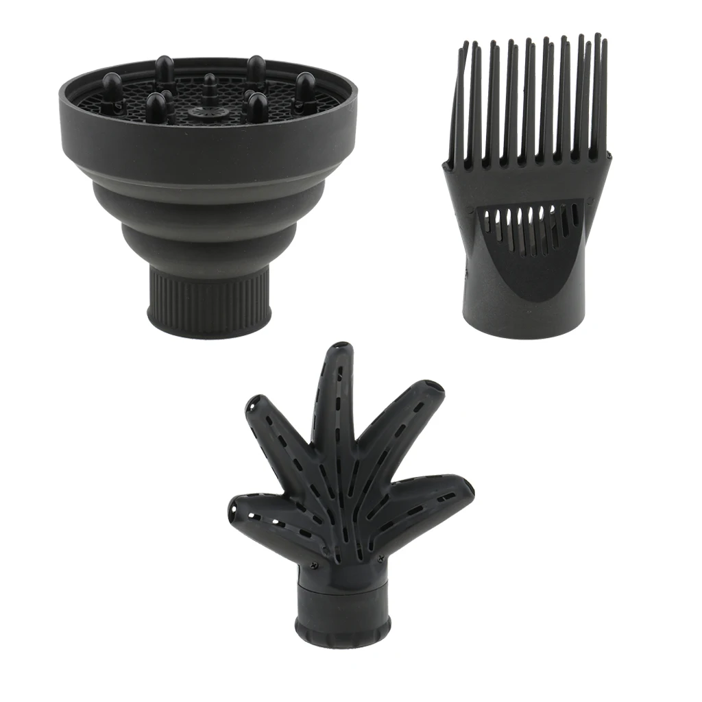 

3Pcs Travel Collapsible Hair Dryer Diffuser Hand Shape Wind Blow Dryer Nozzle Cover Comb for Pro Hairdressing Salon Supplies