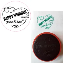 При индивидуальном заказе Свадебная Печать Самостоятельная Заправка чернилами Бизнес адреса обратной отправки 45/50 мм Круглый штамп инициалы имя Отображение времени и даты