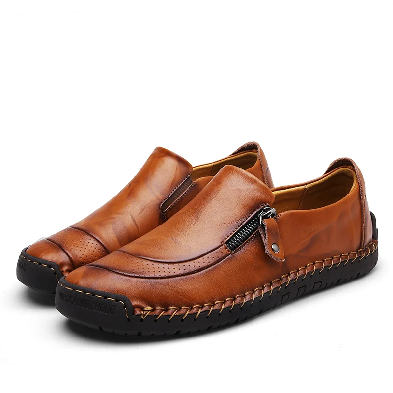 

Fashion Flats Loafers Male Genuine Leather Casual Men Shoes Classic Vintage Male Loafers Handmade Men Driving Shoes HC-443