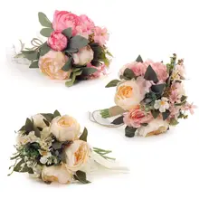 Деревенский стиль льняная Веревка плетеная Свадебная Подружка невесты свадебный букет Искусственные красочные Цветочная кружевная лента вечерние