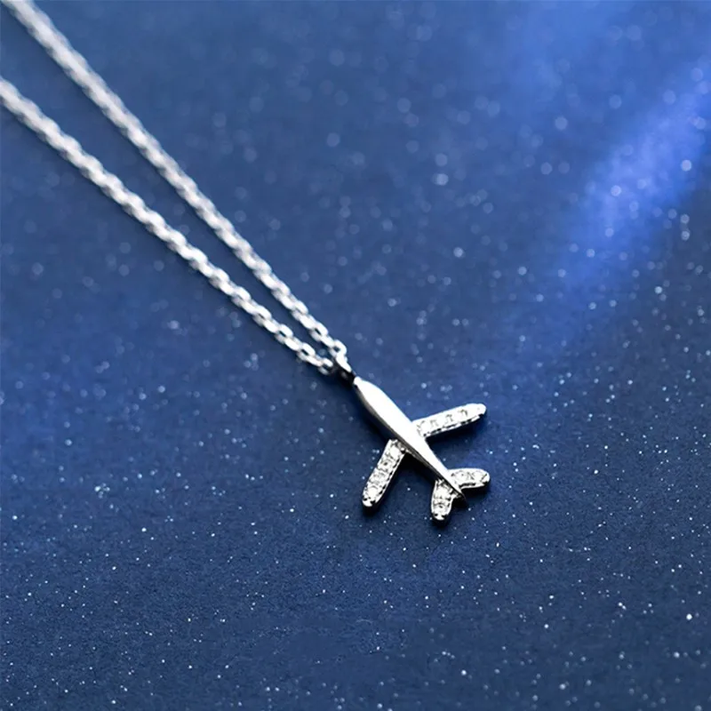 925 Sterling Silver Airplane Necklace Woman Necklace Airplane