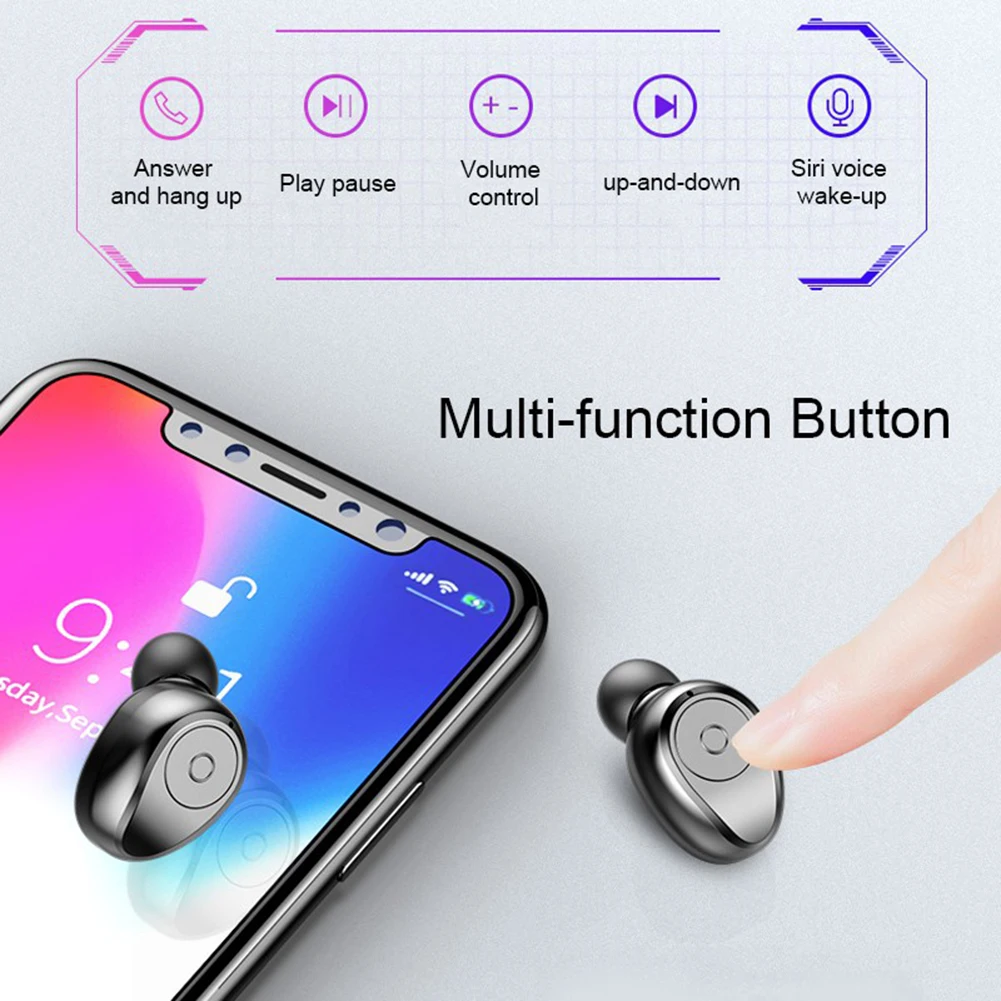 F9 портативные TWS Беспроводные Bluetooth 5 0 HiFi наушники с сенсорным управлением легкие