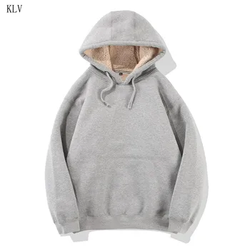 

Women Men Fashion Solid Color Hoodies Fleece Loose Thicken Winter Sweatshirts Men Hip Hop Streetwear Hoody Outwear