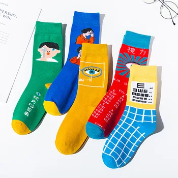 

1 Pair New Fashion Cotton Socks Visual Chart Eye Exercises Socks Novelty Pattern Creative Lovers Sox Harajuku Funny Happy socks