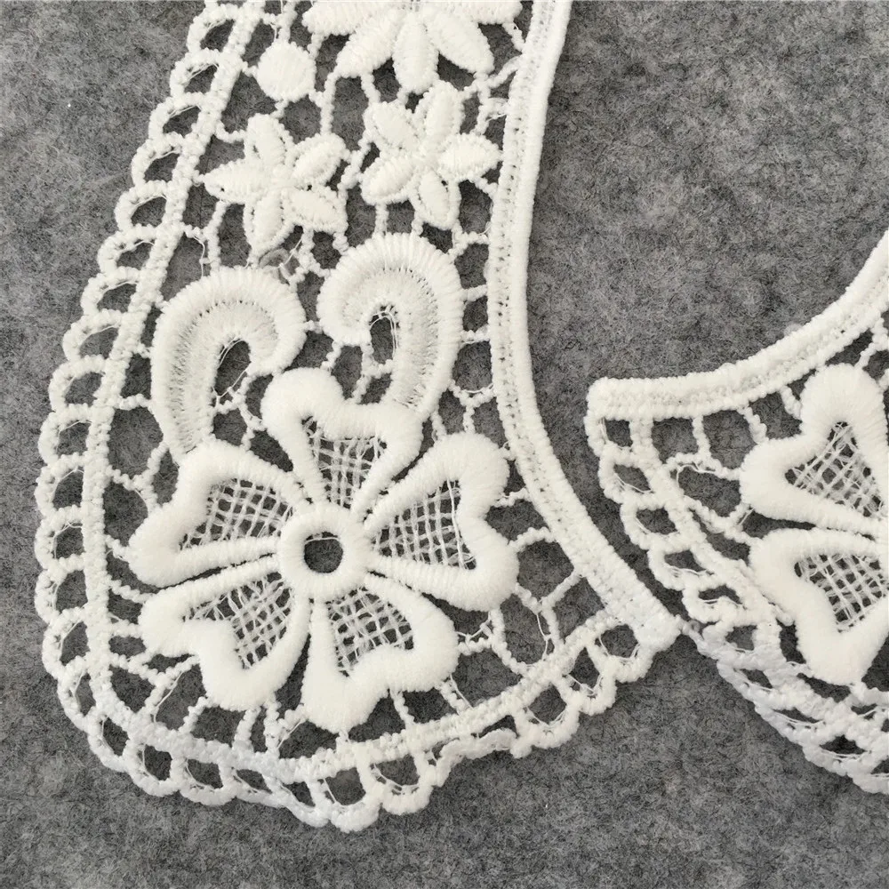 Embroidered Lace Collar Neckline Applique Embroidery Sewing on Patches Sewing Fabric Accessories 1pcs sell white lace fabric,sewing patches,lace garment accessories,lace sewing supplies,lace accessories,lace sewing accessories