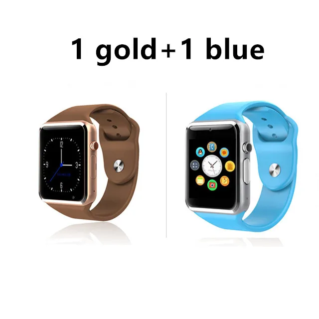 Дропшиппинг 2 шт A1 наручные часы Bluetooth Смарт часы шагомер с sim-камерой Smartwatch для Android PK iwo 8 DZ09 часы - Цвет: 1 gold and 1 blue