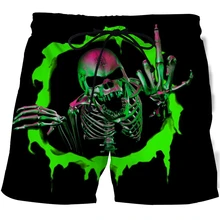 Pantalones de playa con estampado de calavera de Horror 3D para hombre, bañadores de moda para hombre, pantalones Shport de secado rápido, pantalones cortos para correr y Surf