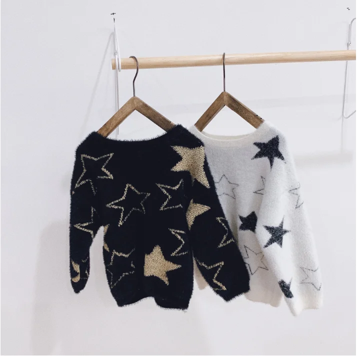 

2019 autumn and winter new sweater five-pointed star head neutral pullover Toddler Girl Clothes Family fitted(20Y is MOM)