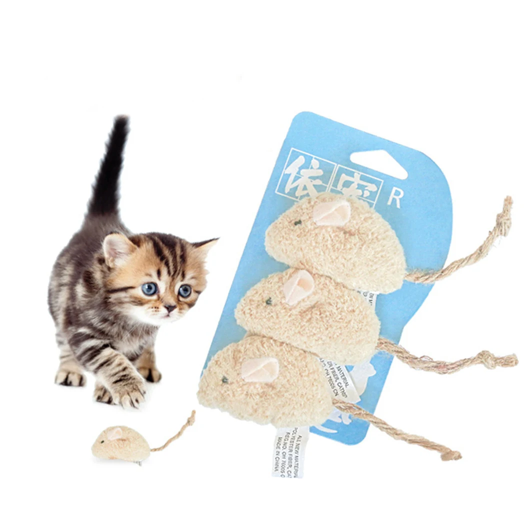 3pcs New Plush Simulation Mouse Cat Toy Plush Mouse Cat Scratch Bite Resistance Interactive Mouse Toy Playing Toy For Cat Kitten 