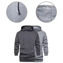 

Chic Men Sweatshirt Front Pocket Thin Fleece Lining Hooded Metal Holes Men Sweatshirt Male Hoodie Pullover Hoodie