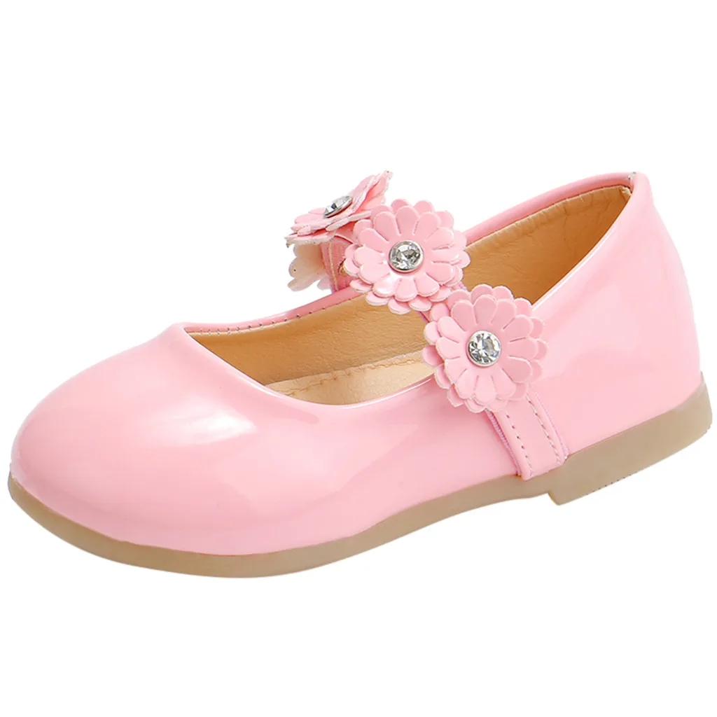 

New Baby Girls Leather Princess Shoes Solid Color Flower Kids Party Shoes For Baby Girls Wedding Dress Shoe Zapatos De Bebe *
