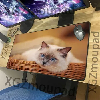 

XGZ Basket Cat Large Gaming Mouse Pad Black Lock Edge Custom Animal Computer Keyboard Table Mat Speed Rubber Stripe Non-slip Xxl