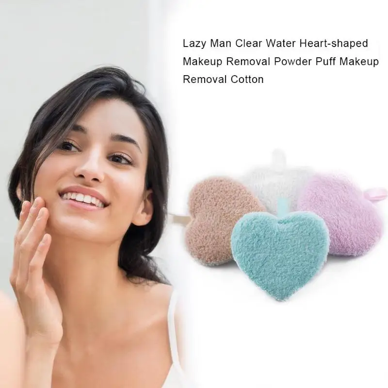 3 цвета в форме сердца макияж спонж для снятия многоразового использования для мытья лица Хлопок Ткань колодки салфетки для снятия макияжа