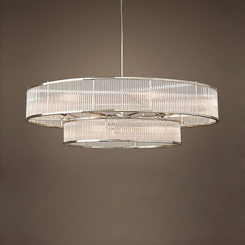 

Dimmable LED Retro Amercian Linear Round Chrome Golden Chandelier Lighting Lustre Suspension Luminaire Lampen For Foyer