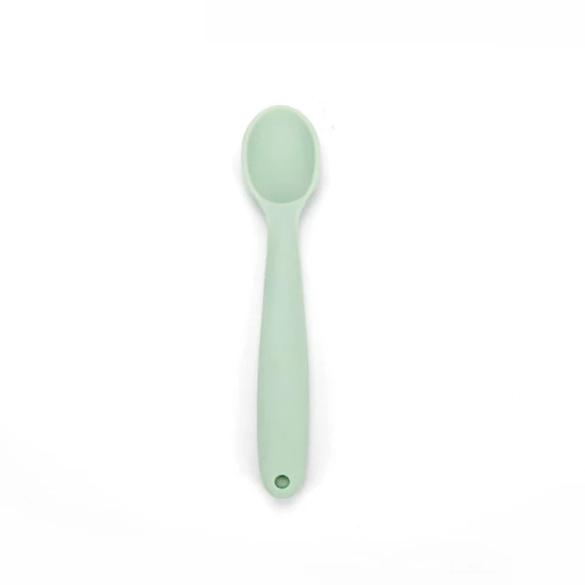 Silicone Baby Feeding Bowl Spoon Kids Tableware Baby Accessories Silicone Plate Spill-Proof Suction Children Self Feeding Dishes Silica Spoon Green