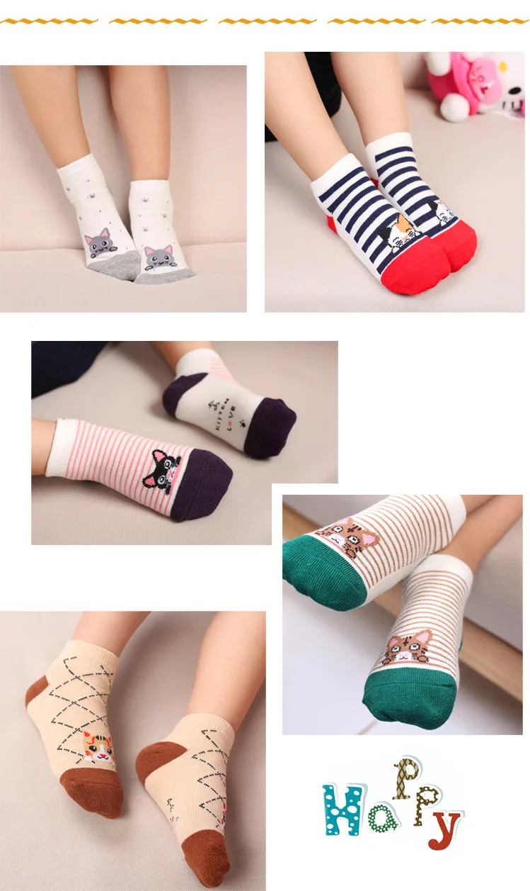New Style Spring Summer Korean-style Children No-show Socks Cute Animal Cotton Short Socks Thin Socks