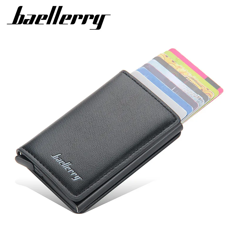 Business ID Credit Card Holder Men and Women Metal RFID Vintage Aluminium Box PU Leather Wallet Note Carbon | Багаж и сумки