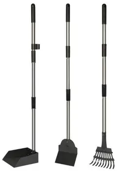 

Dog Pooper Scooper Pet Excrement Broom Dustpan Shovel Cleaning Supplies Three Piece Set Stainless Steel Pet Cleaning Tools