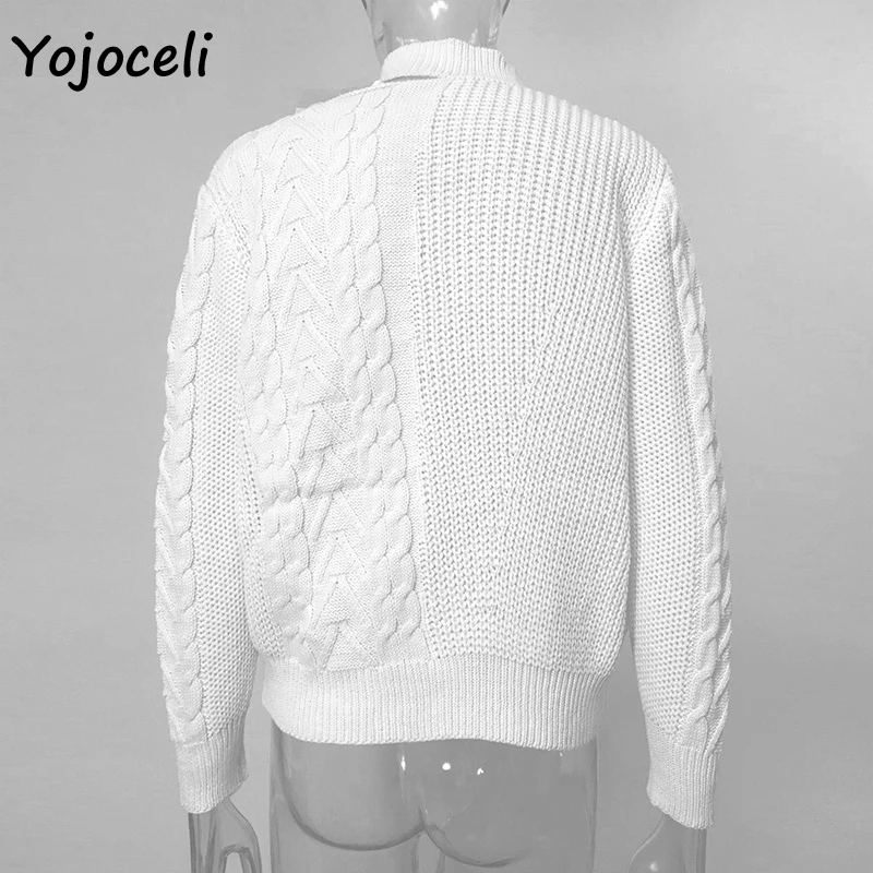 Yojoceli сексуальный вязаный свитер с косичками, женский джемпер с бретелькой через шею, трикотажные пуловеры