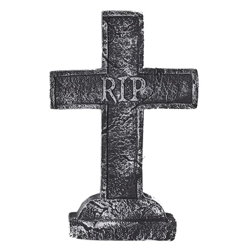 

1pc Halloween Foam Cross Tombstone Foam Tombstone Horror Cross Layout Supplies Halloween Props For Halloween Bars Haunted House