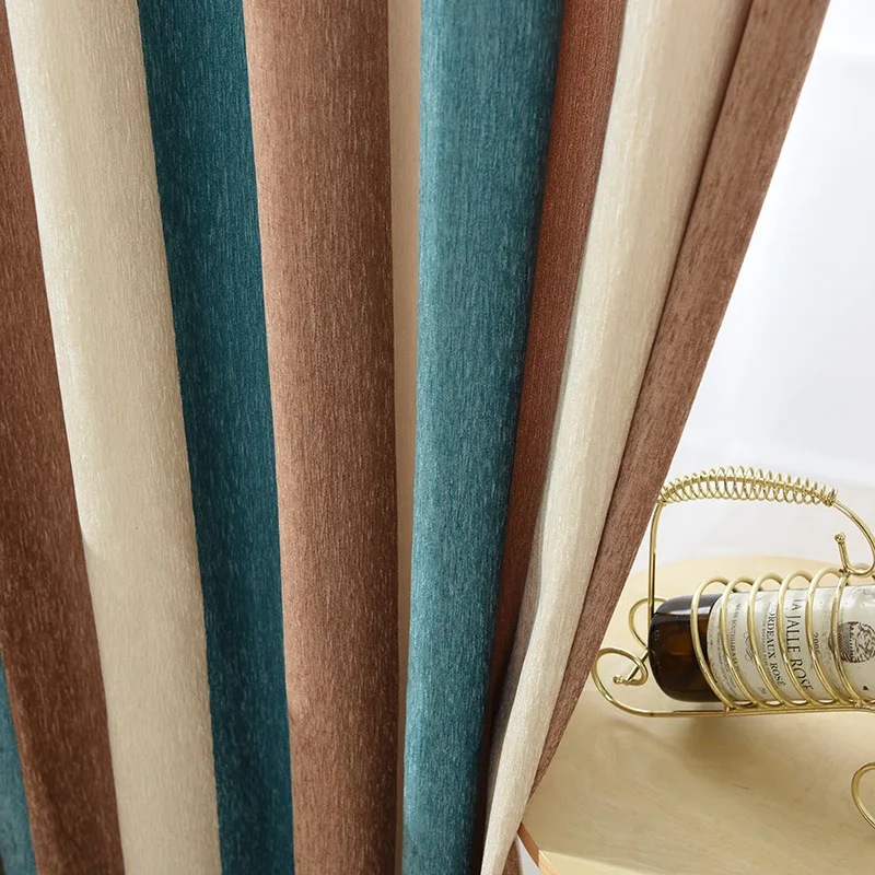 Blue Striped Blackout Curtains For Living Room Brown Mediterranean Tulle Curtain For Bedroom Window Luxury Organza Sheer Jk102y Curtains Aliexpress