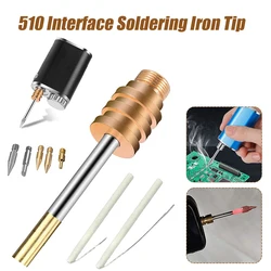 Pointe de fer à souder sans fil 15w, Interface 510, Usb, outil de soudage, tête de coupe en forme de fer à cheval, 8 pièces 