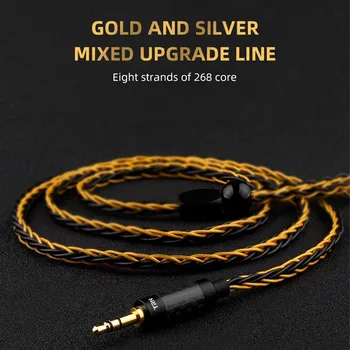 

FDBRO MMCX 2Pin Connector 3.5mm 8 Core Gold Silver Mixed Cable For TRN V90 V80 TFZ KZZSN/ZS10/ZSX NICEHCK NX7/F3 CCAC12 C10 CA4