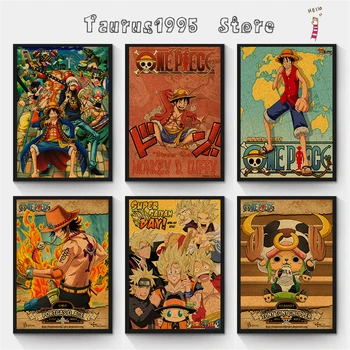 

New Vintage anime Ace Monkey·D·Luffy characterretro kraft paper poster One Piece nostalgic decorative wall sticker NO.1